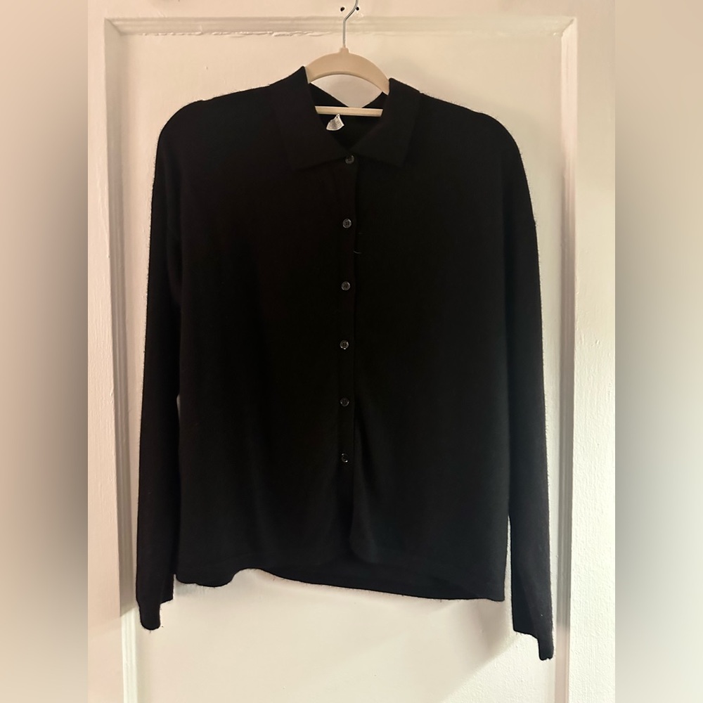 Lilysilk cashmere knit button up shirt